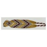 Ukrainian Beaded Necklace with Red, Black, Green and Gold Pattern and Gold Sequin Clip-On Earrings