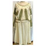 Ukrainian Embroidered Traditional 3-Piece Outfit with Vest, Top, and Skirt