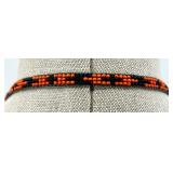 Beaded Ukrainian Necklace with Orange and Black Geometric Pattern