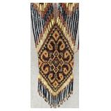 Beaded Ukrainian Necklace and Clip-On Earrings Set with Geometric Pattern