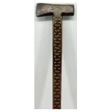 Ukrainian Hand-Carved Wooden Cane with Decorative Geometric Designs