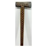 Ukrainian Hand-Carved Wooden Cane with Decorative Geometric Designs