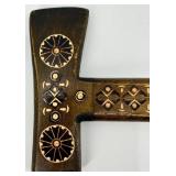 Ukrainian Hand-Carved Wooden Cane with Decorative Geometric Designs