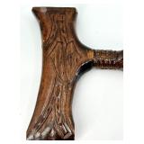 Ukrainian Carved Wooden Walking Cane with Ornate Detailing