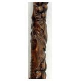 Ukrainian Carved Wooden Walking Cane with Ornate Detailing