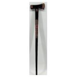 Ukrainian Decorative Wooden Cane with Intricate Folk Art Patterns