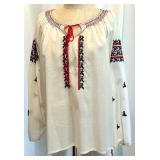 Ukrainian Folk Clothing Set with Embroidered Blouses, Vest, and Plaid Skirt