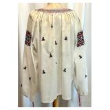 Ukrainian Folk Clothing Set with Embroidered Blouses, Vest, and Plaid Skirt