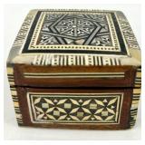Handcrafted Ukrainian Wooden Inlay Trinket Box with Red Velvet Interior