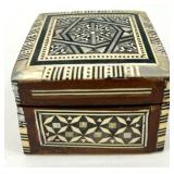 Handcrafted Ukrainian Wooden Inlay Trinket Box with Red Velvet Interior