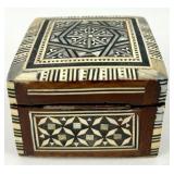 Handcrafted Ukrainian Wooden Inlay Trinket Box with Red Velvet Interior