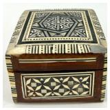 Handcrafted Ukrainian Wooden Inlay Trinket Box with Red Velvet Interior