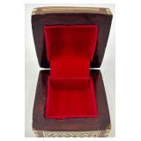Handcrafted Ukrainian Wooden Inlay Trinket Box with Red Velvet Interior