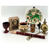 Collection of Vintage Eastern European Folk Art Decor Items including Ukrainian