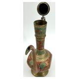 Vintage Brass Middle Eastern Style Ewer Set with Tray and Goblets