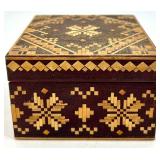 Vintage Carved Wooden Icon Plaque and USSR Marquetry Box Set