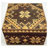 Vintage Carved Wooden Icon Plaque and USSR Marquetry Box Set