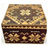 Vintage Carved Wooden Icon Plaque and USSR Marquetry Box Set