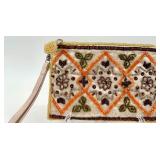 Set of 2 Beaded Indeed Wristlet Clutch Bags with Floral and Geometric Designs