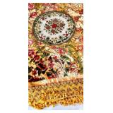 Vintage Floral Tapestry Doily and Fringed Table Runner