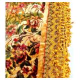Vintage Floral Tapestry Doily and Fringed Table Runner