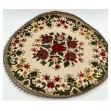 Vintage Floral Tapestry Doily and Fringed Table Runner