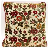 Pair of Vintage Floral Needlepoint and Velvet Throw Pillows