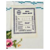 Set of Hand-Made Embroidered Linen Table Runner, place mats and napkins with Floral Design