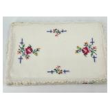 Set of Hand-Made Embroidered Linen Table Runner, place mats and napkins with Floral Design