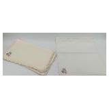 Set of Hand-Made Embroidered Linen Table Runner, place mats and napkins with Floral Design