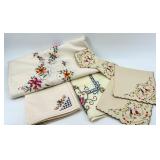 Collection of Ukrainian NOS Vintage Hand Embroidered Table Linens with Floral and Folk Designs