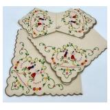 Collection of Ukrainian NOS Vintage Hand Embroidered Table Linens with Floral and Folk Designs