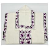 Set of Vintage Ukrainian Embroidered Table Linens with Purple and Black Pattern