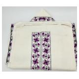 Set of Vintage Ukrainian Embroidered Table Linens with Purple and Black Pattern