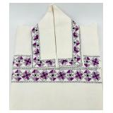 Set of Vintage Ukrainian Embroidered Table Linens with Purple and Black Pattern