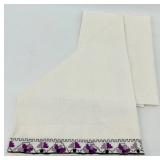 Set of Vintage Ukrainian Embroidered Table Linens with Purple and Black Pattern
