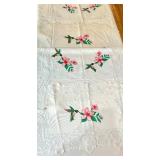 Heritage Lace Tablecloth with Hummingbird and Floral Embroidery