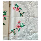 Heritage Lace Tablecloth with Hummingbird and Floral Embroidery