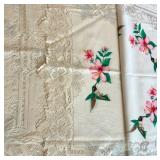 Heritage Lace Tablecloth with Hummingbird and Floral Embroidery