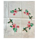 Heritage Lace Tablecloth with Hummingbird and Floral Embroidery