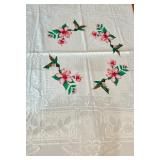 Heritage Lace Tablecloth with Hummingbird and Floral Embroidery