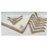 Set of 8 Vintage NOS Linen Napkins with Crochet Lace Trim