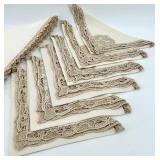 Set of 8 Vintage NOS Linen Napkins with Crochet Lace Trim