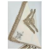 Set of 8 Vintage NOS Linen Napkins with Crochet Lace Trim
