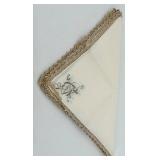 Set of 8 Vintage NOS Linen Napkins with Crochet Lace Trim