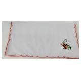 Set of Vintage Strawberry Print Linen Napkins and Embroidered Table Linens