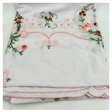 Set of Vintage Strawberry Print Linen Napkins and Embroidered Table Linens