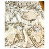 Handmade Madeira Embroidered Tablecloth with Matching Napkins Set
