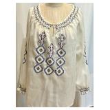 Set of 3 Vintage Embroidered Ukrainian Peasant Blouses and Tunic Dress
