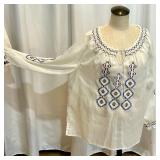 Set of 3 Vintage Embroidered Ukrainian Peasant Blouses and Tunic Dress